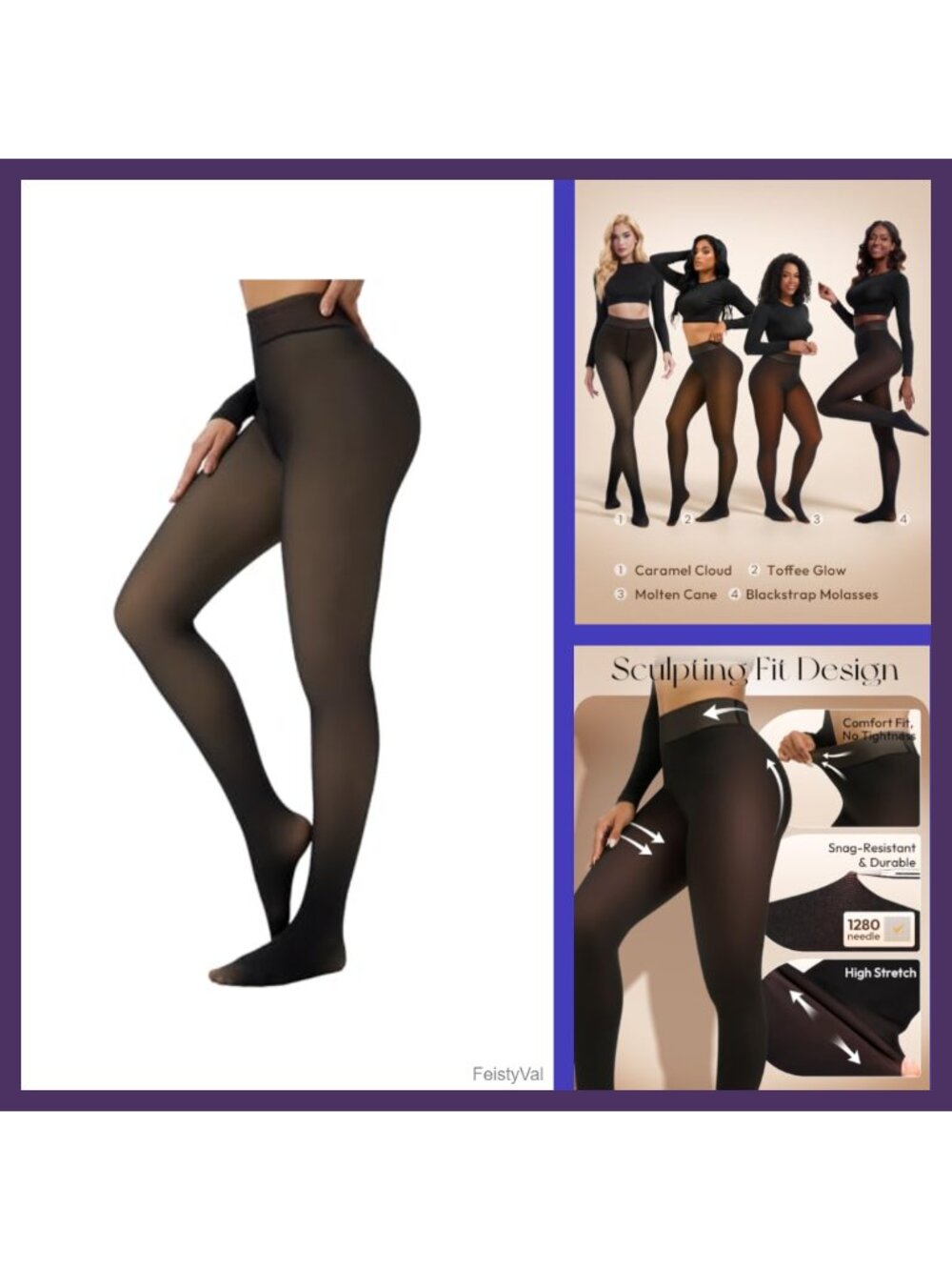 Fleece Lined Translucent Tights High Waist Butt Lifting Warm Leggings